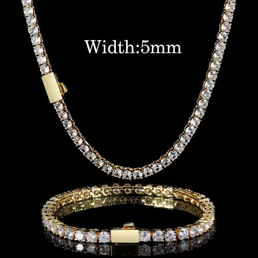 Tennis Chain Zircon Hip Hop Necklace Rapper Iced Out Chain Style for Men | Caratix Jewelry - CaratixJewelry